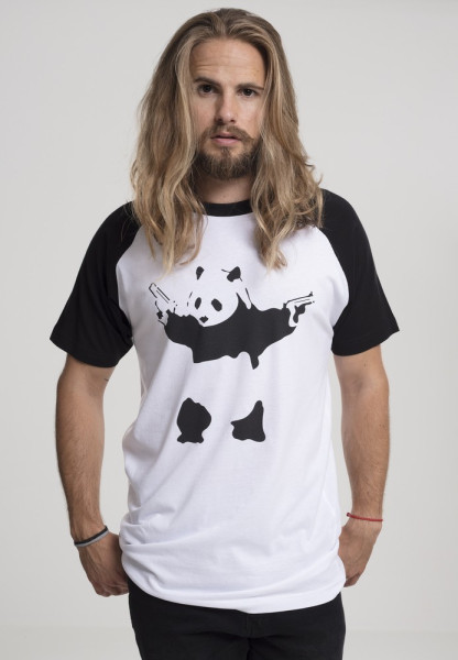 Merchcode T-Shirt Brandalised - Banksy´s Graffiti Panda Raglan Tee White/Black