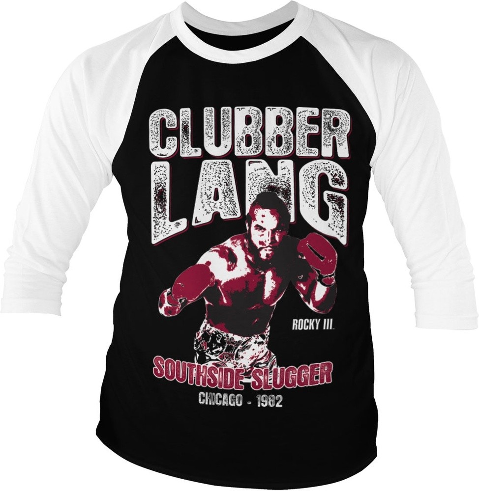 Rocky III Clubber Lang Baseball 3/4 Sleeve Tee T-Shirt Weiß-Schwarz - Herren / Unisex