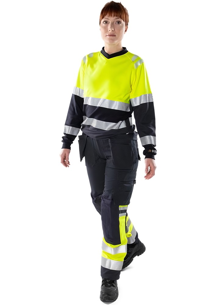 Fristads Damen Flamestat High Vis T-Shirt, La. Kl. 1 7108 TFL Warnschutz-Gelb/Marine - Damen