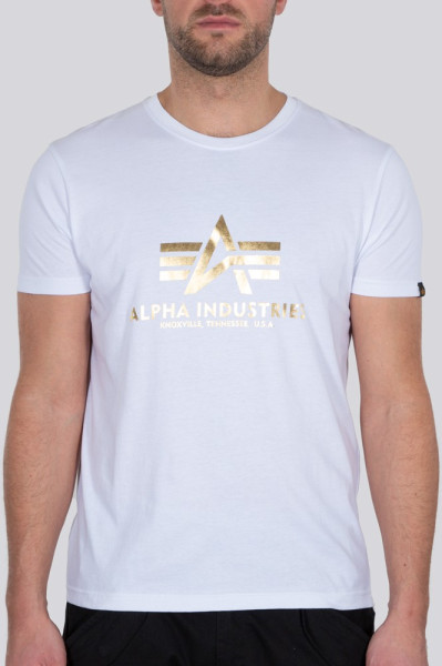 Alpha Industries Basic T-Shirt Foil Print White/Yellow Gold