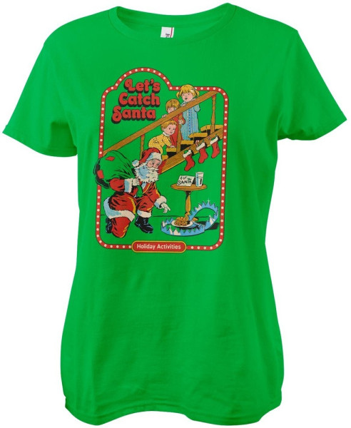 Steven Rhodes Let'S Catch Santa Girly Tee Damen T-Shirt Green