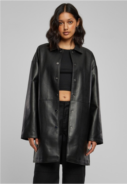 Urban Classics Damen Mantel Ladies Faux Leather Coat