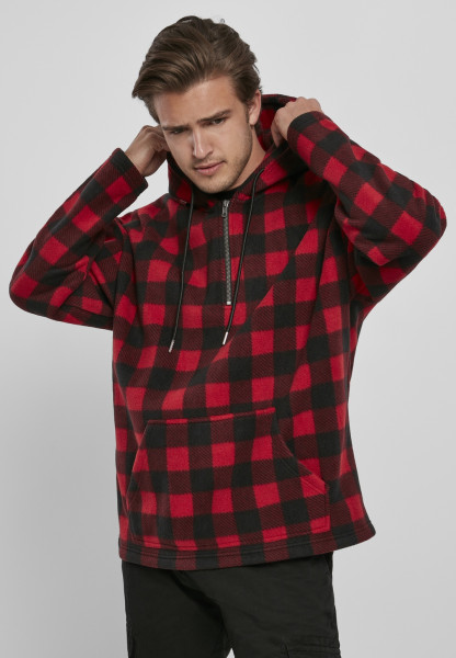 Urban Classics Hoodie Patterned Polar Fleece Half Zip Hoody Redcheck