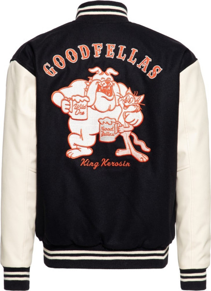 King Kerosin Goodfellas Beer Baseball Leder Jacke Schwarz