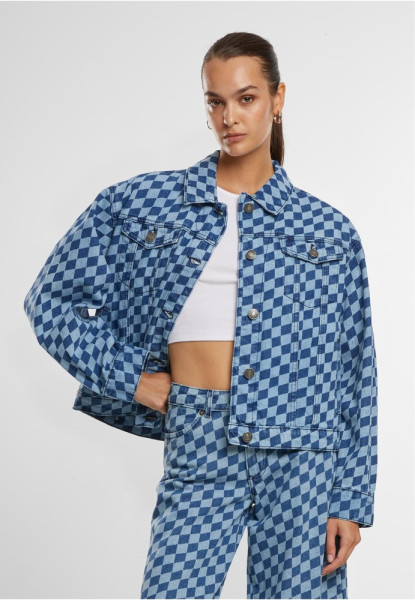 Urban Classics Damen Jeansjacke Ladies 80's Oversized Laser Printed Denim Jacket TB6896