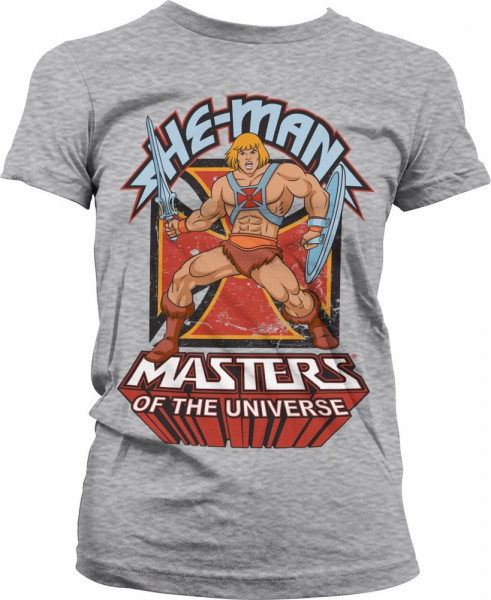 Masters Of The Universe He-Man Girly Tee Damen T-Shirt Heather-Grey