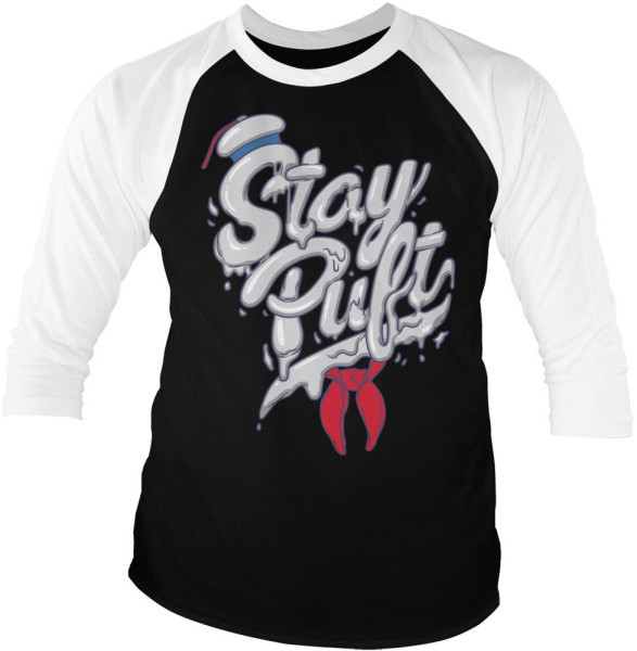 Ghostbusters Stay Puft Baseball 3/4 Sleeve Tee Longsleeve White-Black
