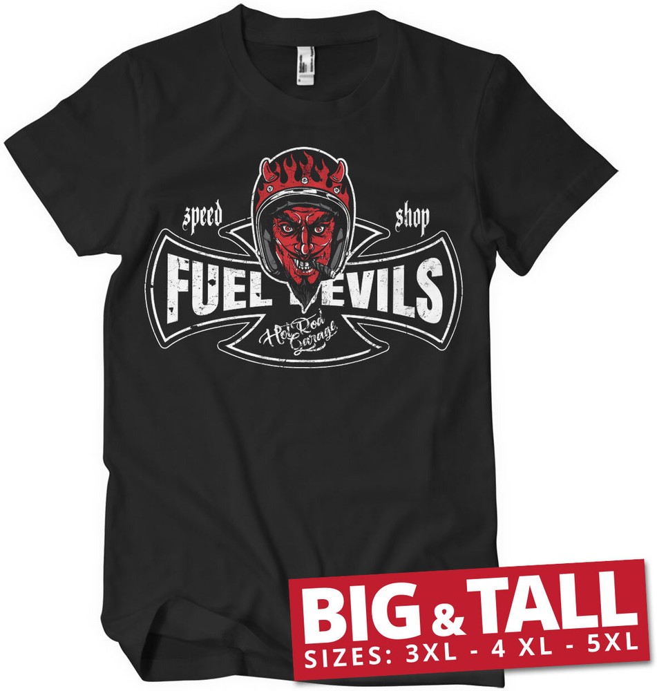 Fuel Devils Smiling Devil Speed Shop Big & Tall T-Shirt Black | T ...
