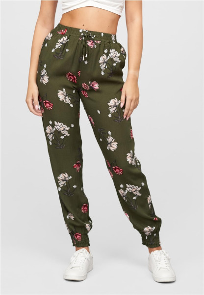 Cloud5ive Damen Viskose Hose mit Bundchen 2-Pockets & Floraler Print 22048095