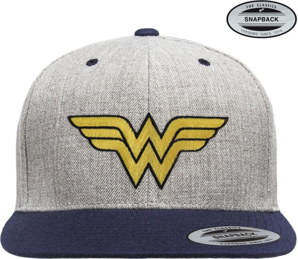 Wonder Woman Premium Snapback Cap Heather-Grey-Navy