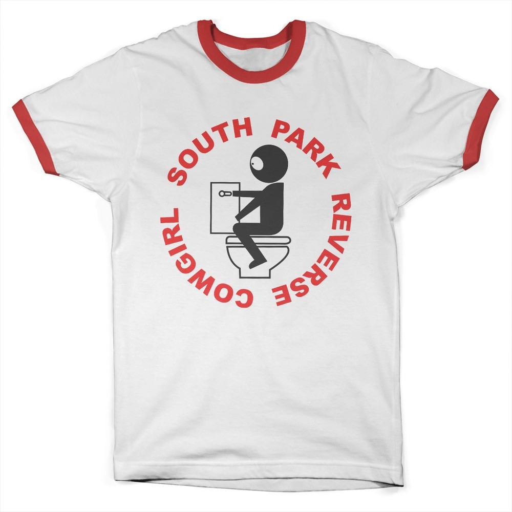 South Park Reverse Cowgirl Ringer Tee T-Shirt Weiß-Rot - Herren / Unisex