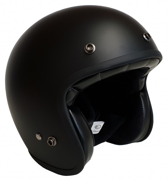 Bores Motorrad Helm Gensler Classic Jethelm mit Textil Innenfutter matt Black