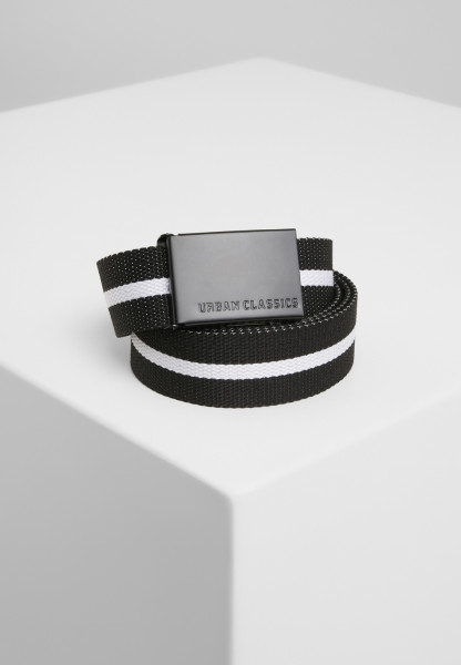 Urban Classics Gürtel Canvas Belts Black White Stripe/Black