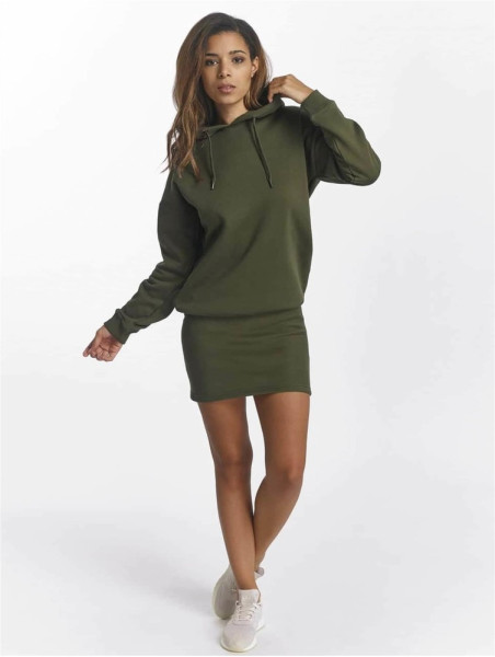 DEF Damen Kleid Cropped Hoody Dress Olive