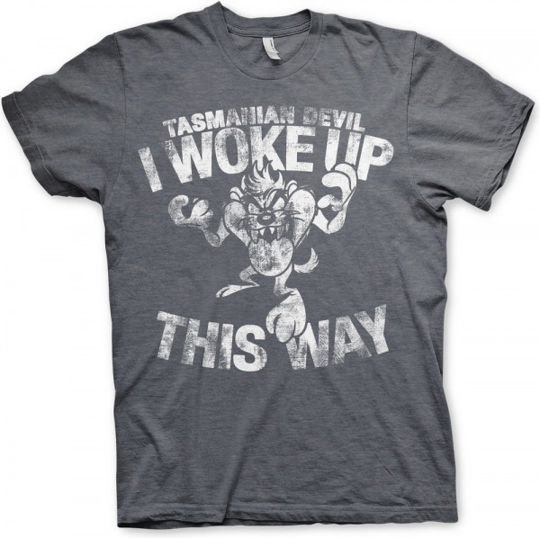 Looney Tunes Tasmanian Devil I Woke Up This Way T-Shirt Dark-Heather