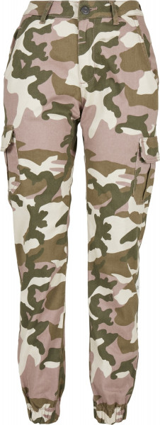 Urban Classics Damen Hose Ladies High Waist Camo Cargo Pants Duskrose Camo