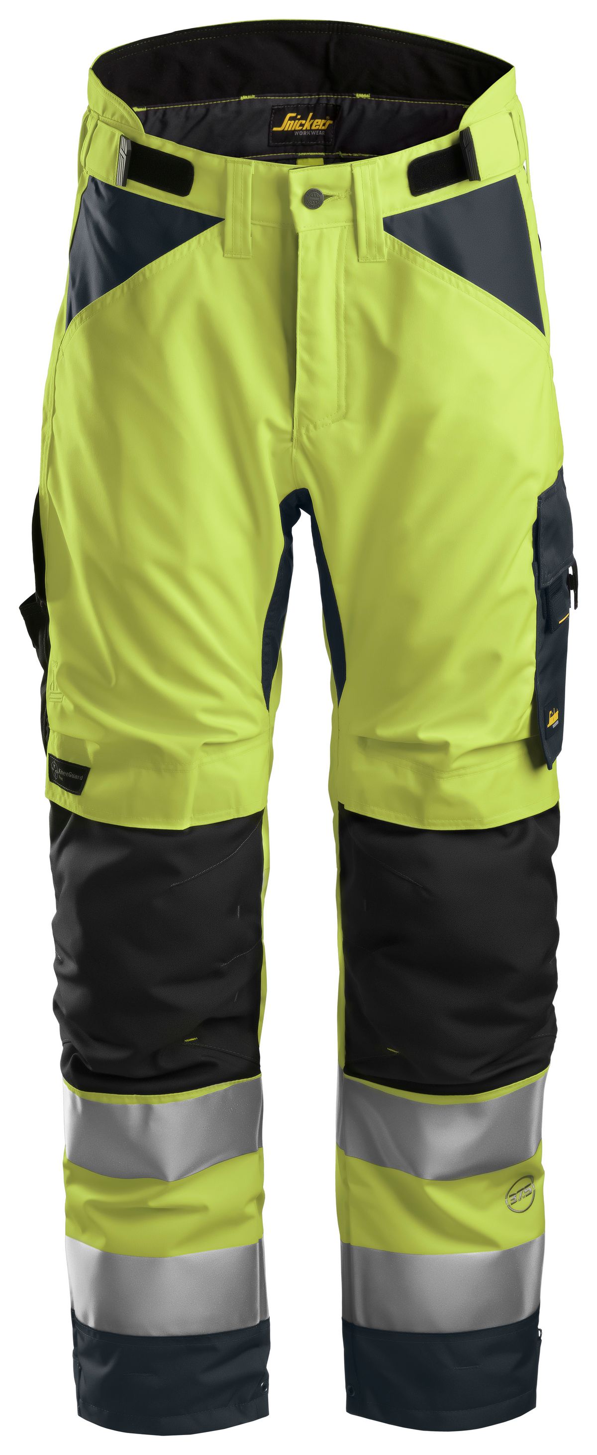 Snickers AllroundWork Hi-Vis 37.5 isolierende Arbeitshose, Kl. 2, EN 14404, 20471 HV-Gelb-Stahlgrau - Herren / Unisex