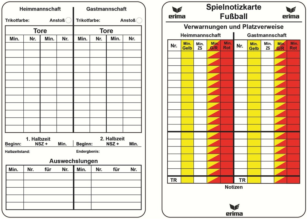 Erima Schiedsrichter-Set Spielnotizkarten Fussball F3571 - Herren / Unisex