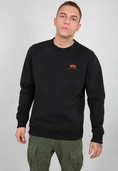 Alpha Industries Hoodie Basic Sweater Small Logo Neon Print Black/Neon Orange