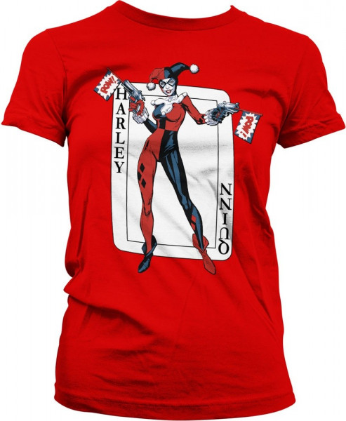 Harley Quinn Card Games Girly Tee Damen T-Shirt Red