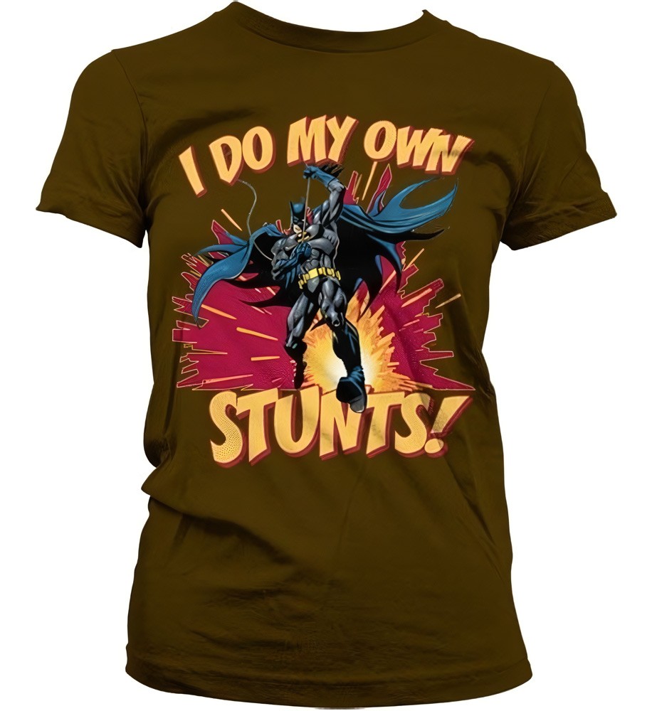 Batman I Do My Own Stunts Girly Tee Damen T-Shirt Braun - Damen