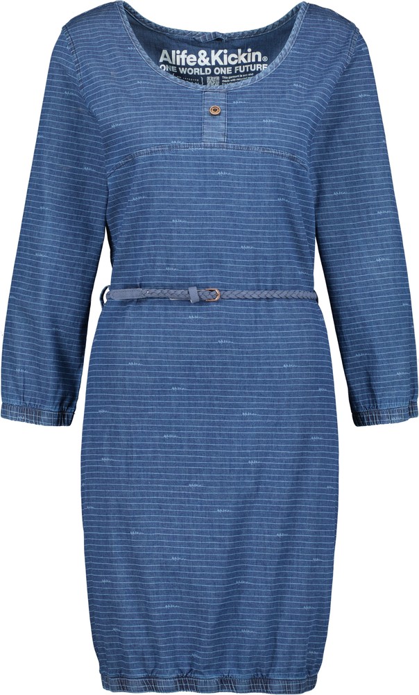 Alife & Kickin Damen Sommerkleid DoroAK DNM B Longsleeve Dress Dark Denim - Damen