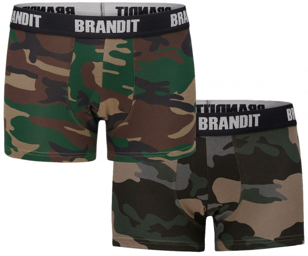 Brandit Boxershorts Logo 2er Pack in Woodland+Darkcamo