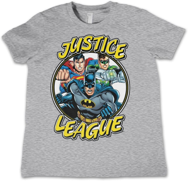 Justice League Team Kids Tee Kinder T-Shirt Heather-Grey