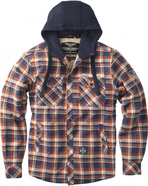 WCC West Coast Choppers Flannel Jacket Sherpa Lined - Brown/Orange