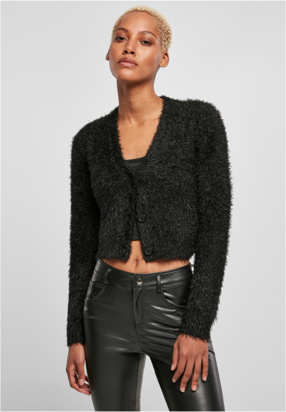 Urban Classics Damen Ladies Cropped Feather Cardigan