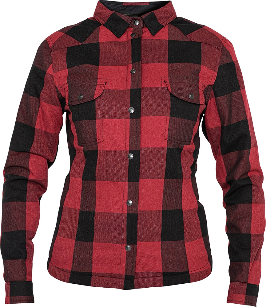 John Doe Damen Motorrad Hemd Motoshirt Women Schwarz/Rot - Damen