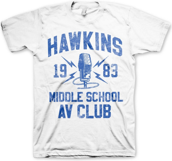 Stranger Things Hawkins 1983 Middle School AV Club T-Shirt White