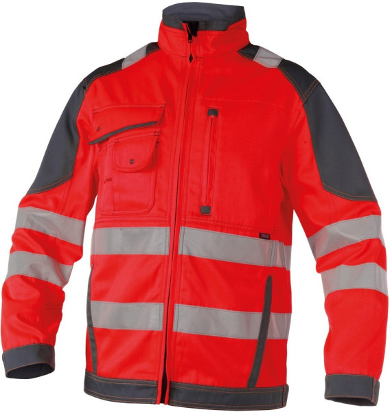 Dassy Warnschutz Arbeitsjacke Orlando PESCO74 Neonrot/Zementgrau