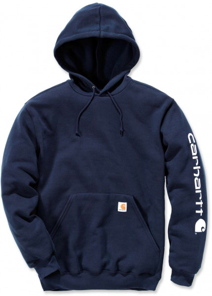 Carhartt Sweatshirt Midweight Signature Sleeve Logo Hooded Sweatshirt New Navy
