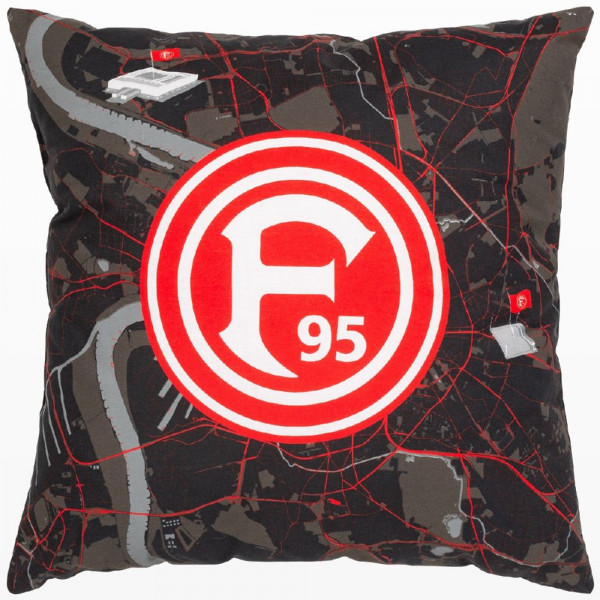 Fortuna Düsseldorf Kissen Stadtkarte Fussball Schwarz/Rot