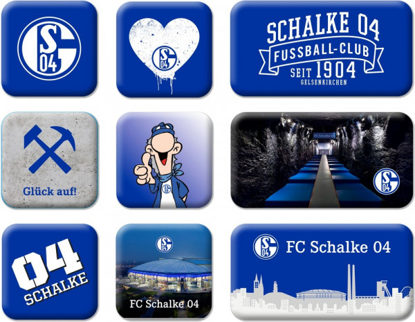 FC Schalke 04 S04 Magnet (9er Set) Fußball Blau/Weiß