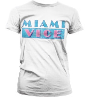Miami Vice Distressed Logo Girly T-Shirt Damen White