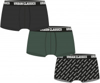 Urban Classics Boxershort Boxer Shorts 3-Pack Darkgreen/Black/Branded Aop Urban Classics Boxershort Boxer Shorts 3-Pack Darkgreen/Black/Branded Aop