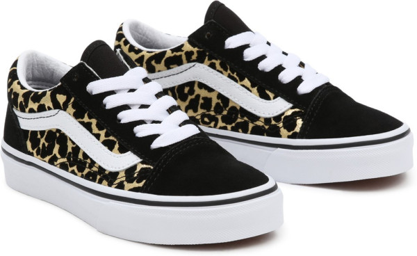 Vans Youth Unisex Kids Lifestyle Classic FTW Sneaker Uy Old Skool (Flocked Leopard) Black/True White