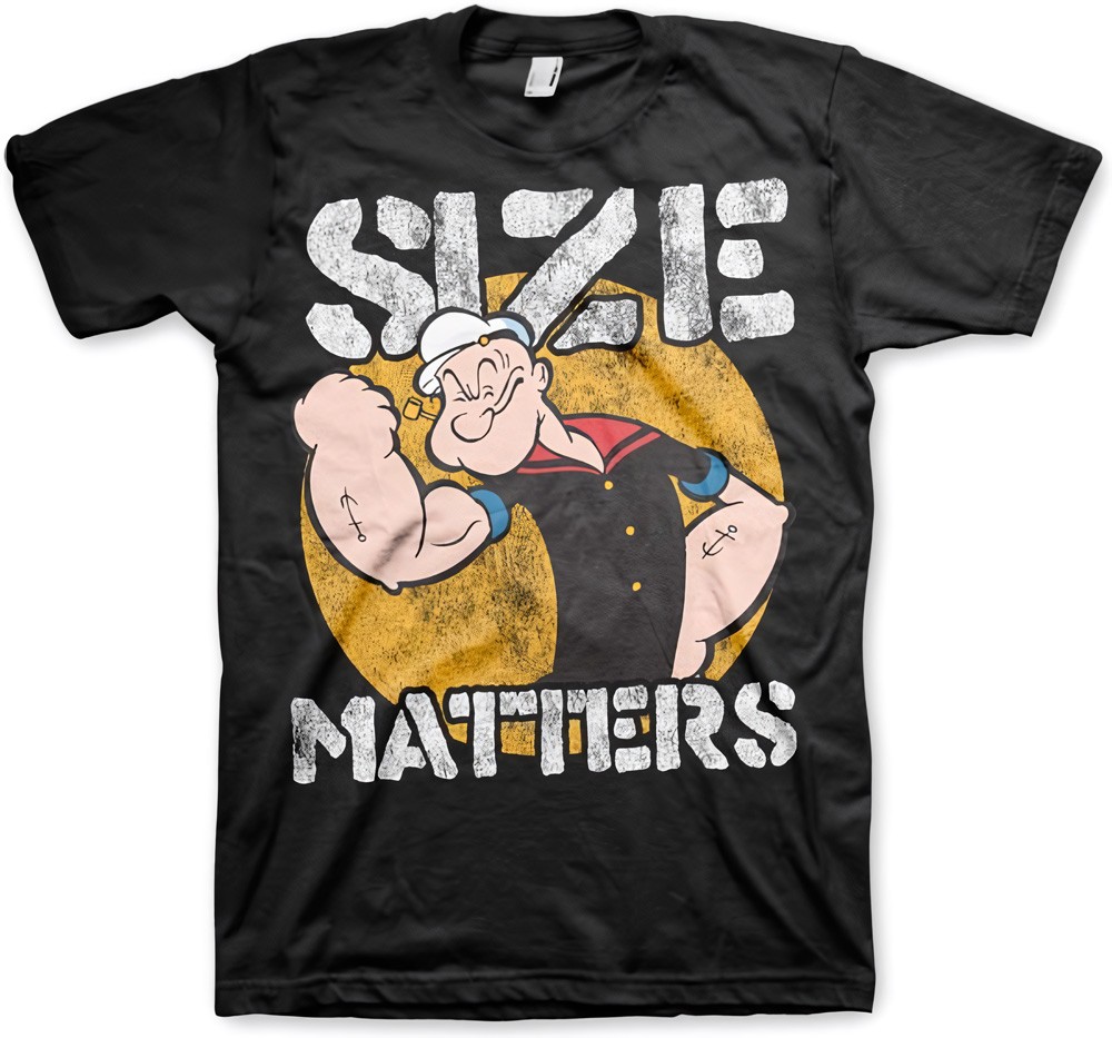 Popeye Size Matters T-Shirt Schwarz - Herren / Unisex