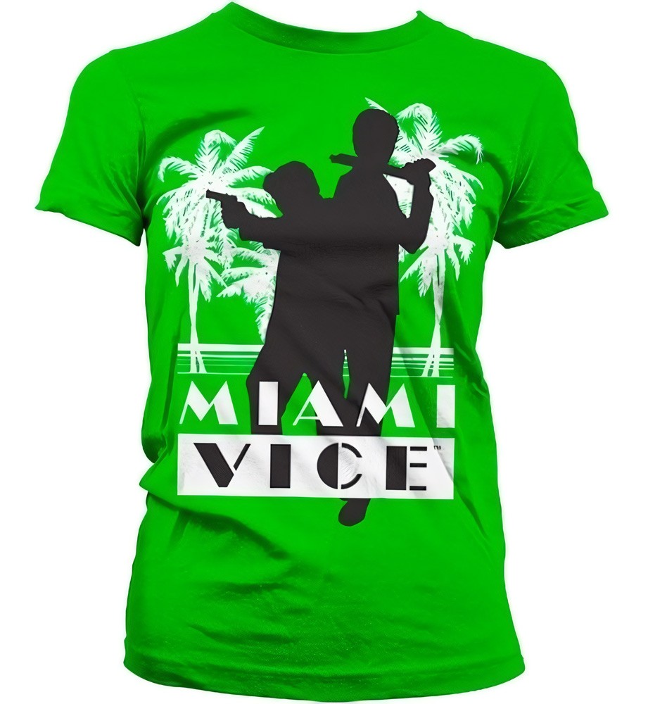 Miami Vice Silhuettes Girly T-Shirt Damen Grün - Damen
