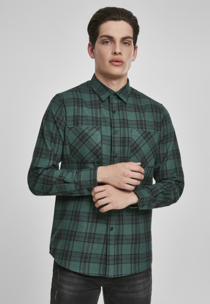 Urban Classics Hemd Checked Flanell Shirt 7 Darkgreen/Black 