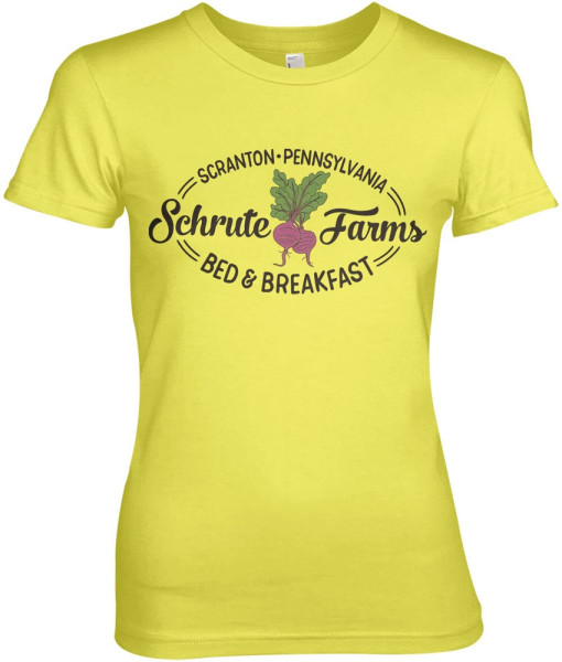 The Office Schrute Farms Bed & Breakfast Girly Tee Damen T-Shirt Yellow