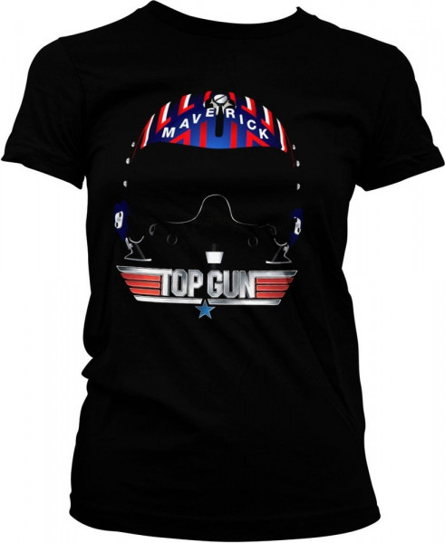 Top Gun Maverick Helmet Girly Tee Damen T-Shirt Black