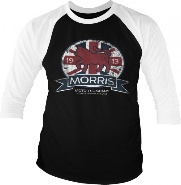 Morris Motor Co. England Baseball 3/4 Sleeve Tee T-Shirt White-Black