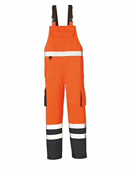 4PROTECT Warn-Wetterschutz-Latzhose Chicago Leuchtorange/Navy