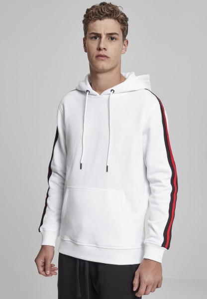 Urban Classics Hoodie Stripe Shoulder Hoody White/Black/Firered