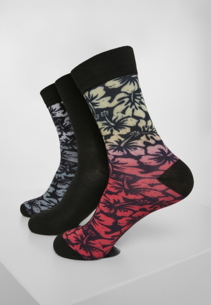 Urban Classics Socks Flower Socks 3-Pack Black/Grey/Red