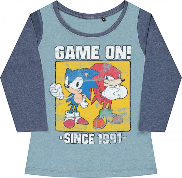 Sonic The Hedgehog Sonic Game On Since 1991 Baseball Girly Tee Damen T-Shirt Seafoam-Denim