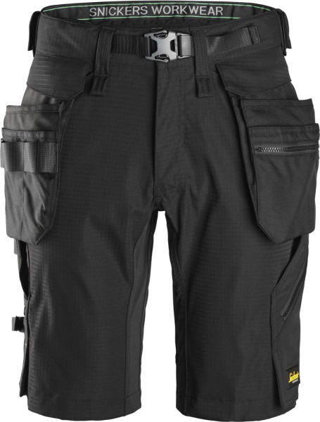 Snickers kurze Arbeitshose FlexiWork Shorts mit abnehmbaren Holstertaschen Schwarz